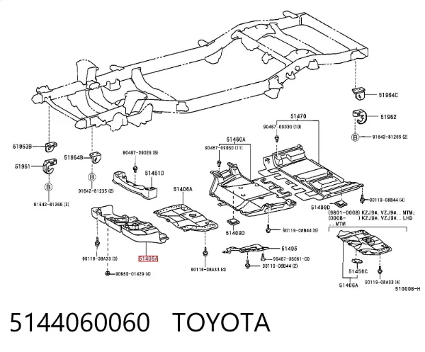 Proteção de motor, de panela (da seção de motor) 5144060060 Toyota