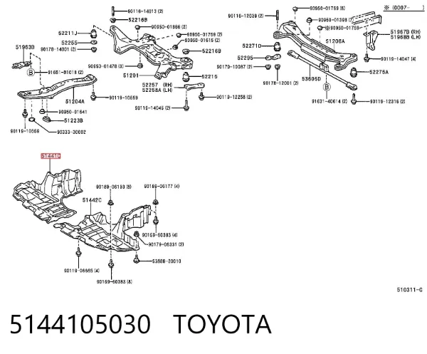 Proteção de motor direito 5144105030 Toyota