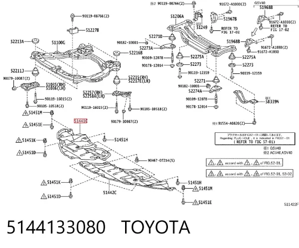 Proteção de motor direito 5144133080 Toyota