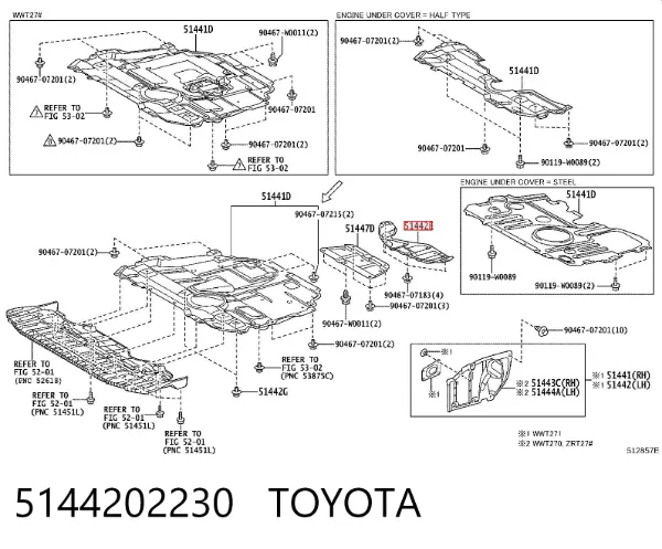 Proteção de motor traseiro 5144202230 Toyota