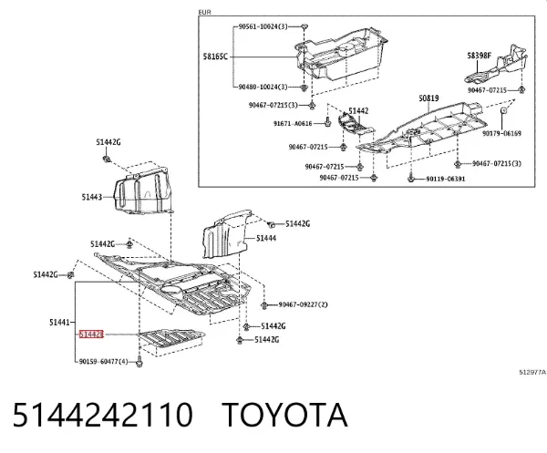 Proteção de motor traseiro 5144242110 Toyota