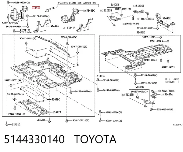 Proteção de motor direito 5144330140 Toyota