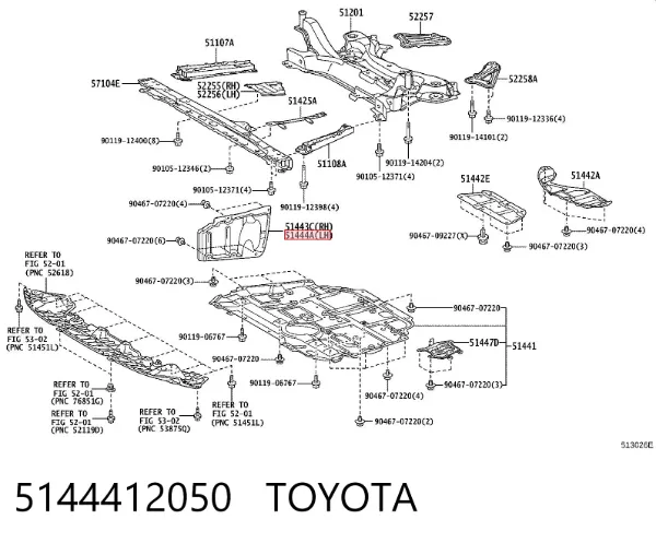 Proteção de motor esquerdo 5144412050 Toyota