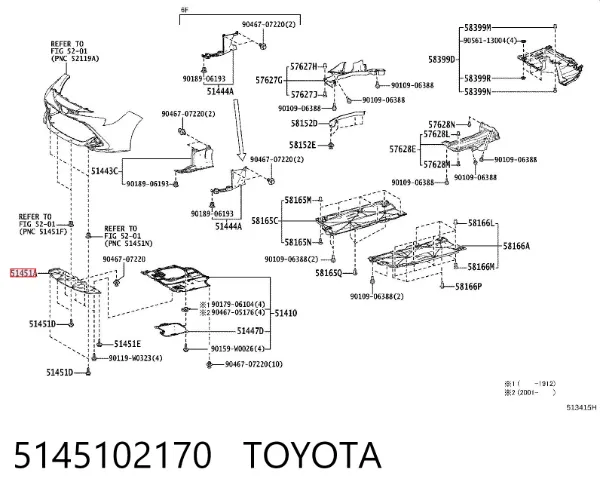 Proteção do pára-choque dianteiro 5145102170 Toyota