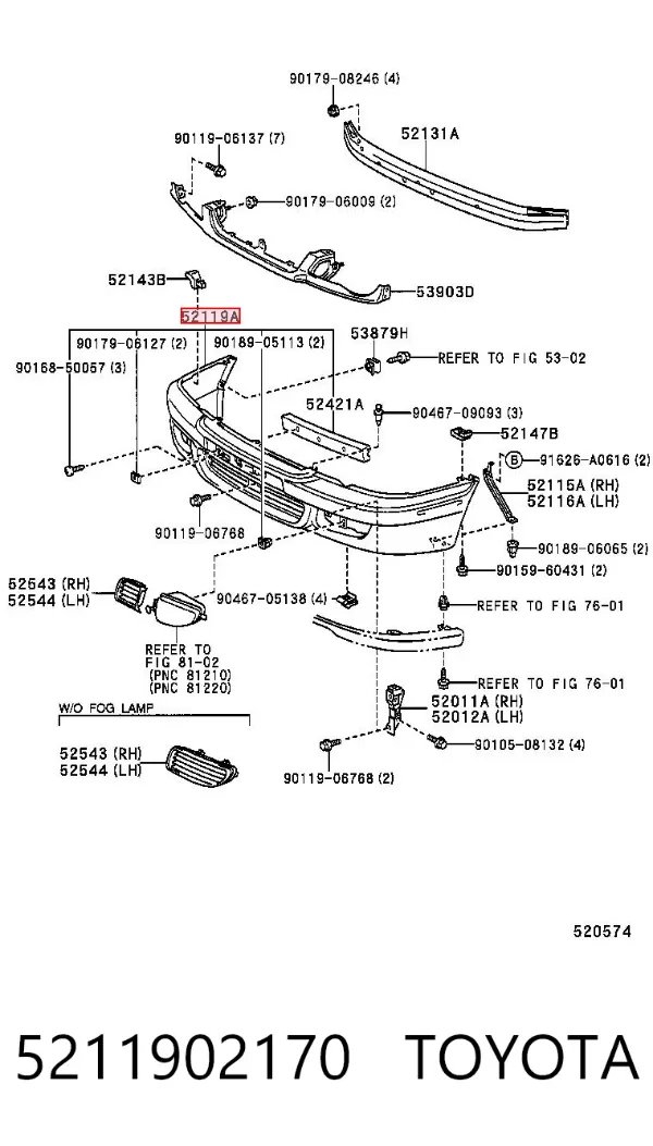 Pára-choque dianteiro 5211902170 Toyota