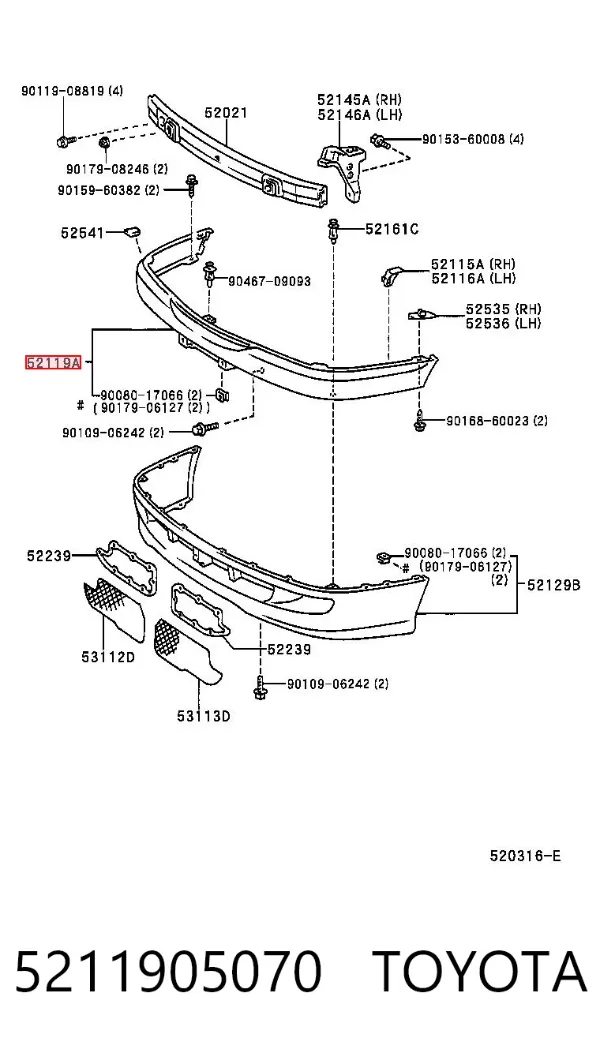 Pára-choque dianteiro 5211905070 Toyota