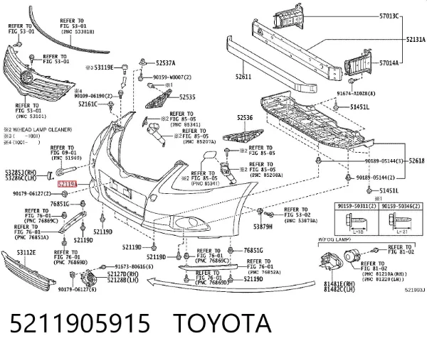 Pára-choque dianteiro 5211905915 Toyota