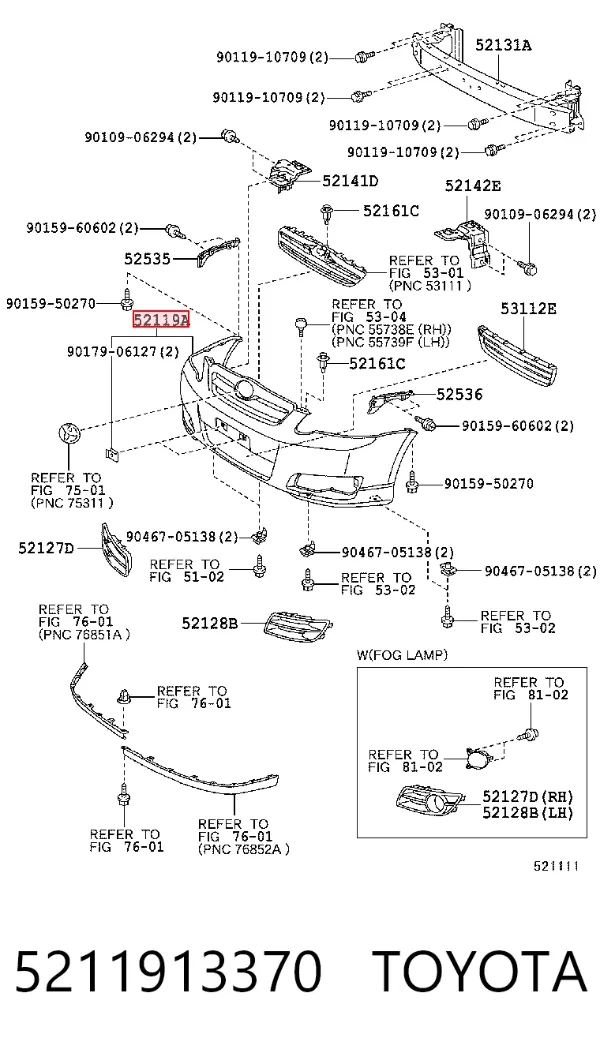 Pára-choque dianteiro 5211913370 Toyota