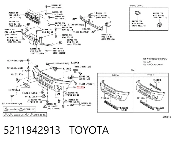 Pára-choque dianteiro 5211942913 Toyota