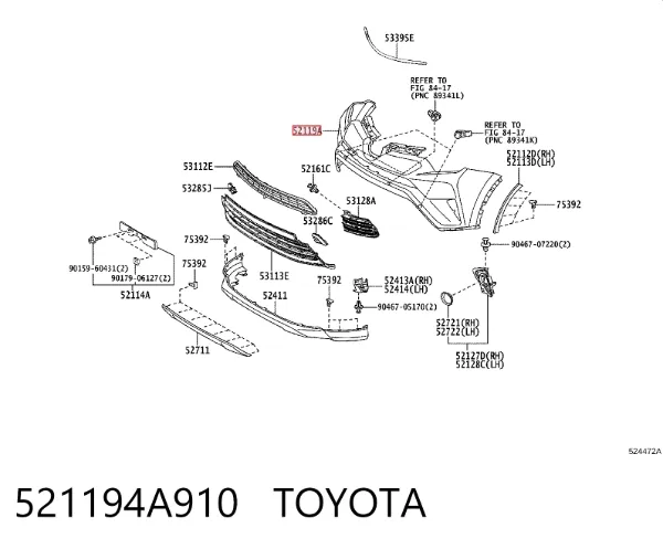 Pára-choque dianteiro 521194A910 Toyota