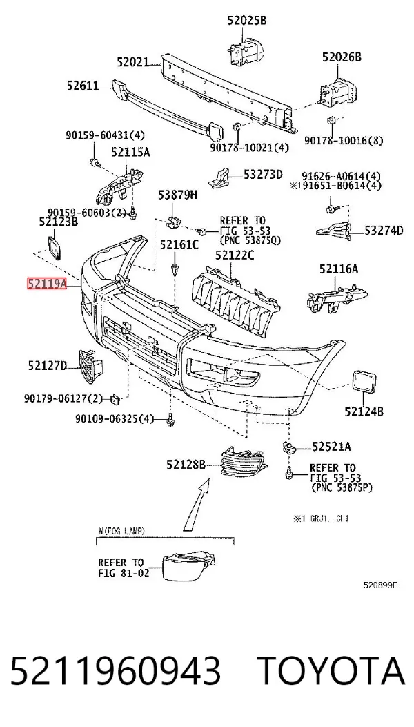 Pára-choque dianteiro 5211960943 Toyota