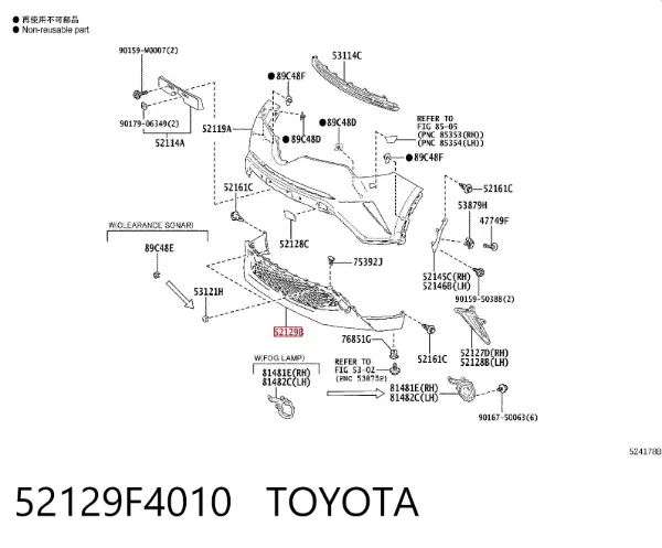 Pára-choque dianteiro, parte inferior 52129F4010 Toyota