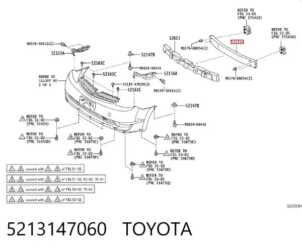 Reforçador do pára-choque dianteiro Toyota Prius NHW20