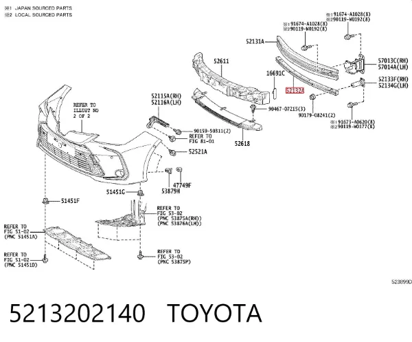Reforçador do pára-choque dianteiro 5213202140 Toyota