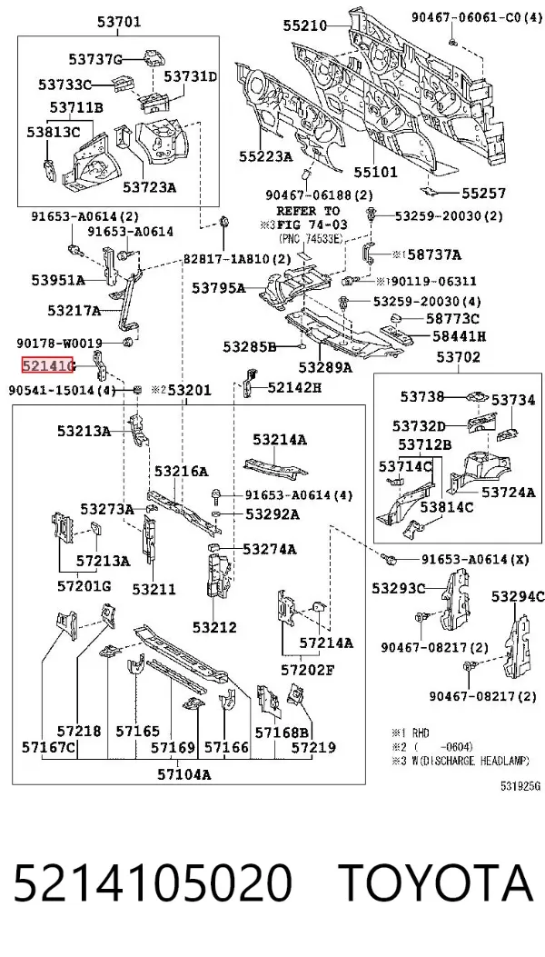 Consola do pára-choque dianteiro direito 5214105020 Toyota