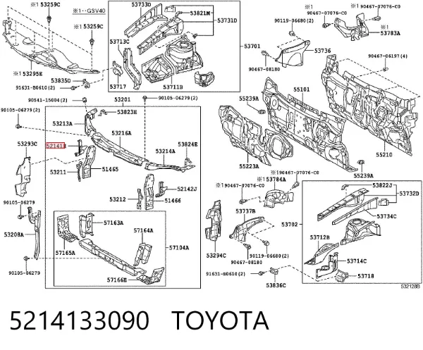 Consola do pára-choque dianteiro direito 5214133090 Toyota