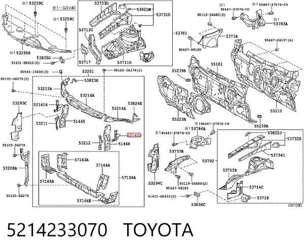 Consola do pára-choque dianteiro esquerdo 5214233070 Toyota