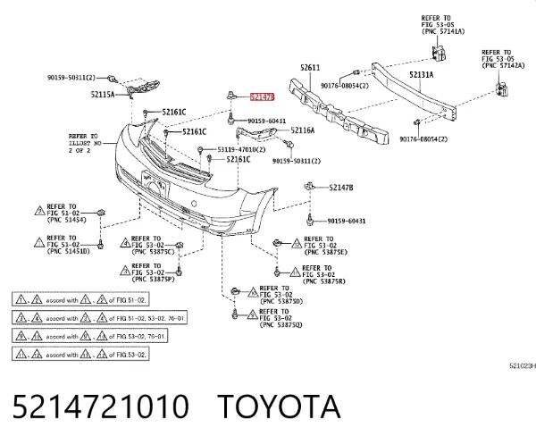 Consola do pára-choque dianteiro 5214721010 Toyota
