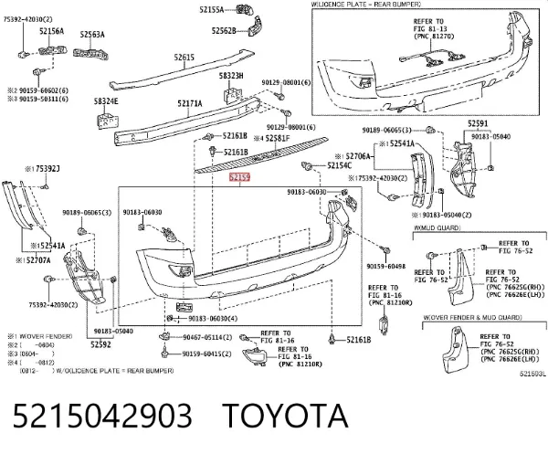 Pára-choque traseiro 5215042903 Toyota
