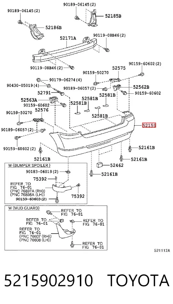 Pára-choque traseiro 5215902910 Toyota