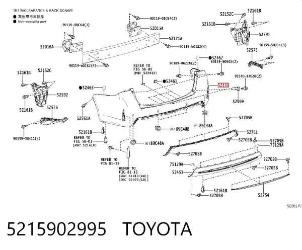 Pára-choque traseiro 5215902995 Toyota