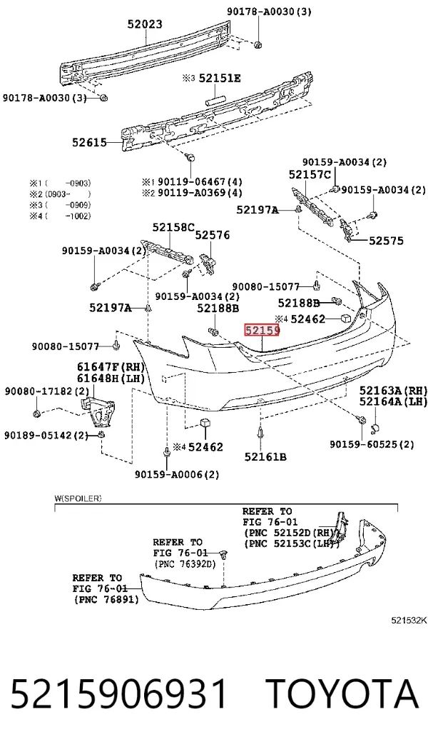 Pára-choque traseiro 5215906931 Toyota