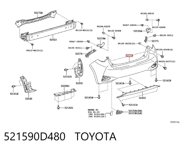 Pára-choque traseiro 521590D480 Toyota