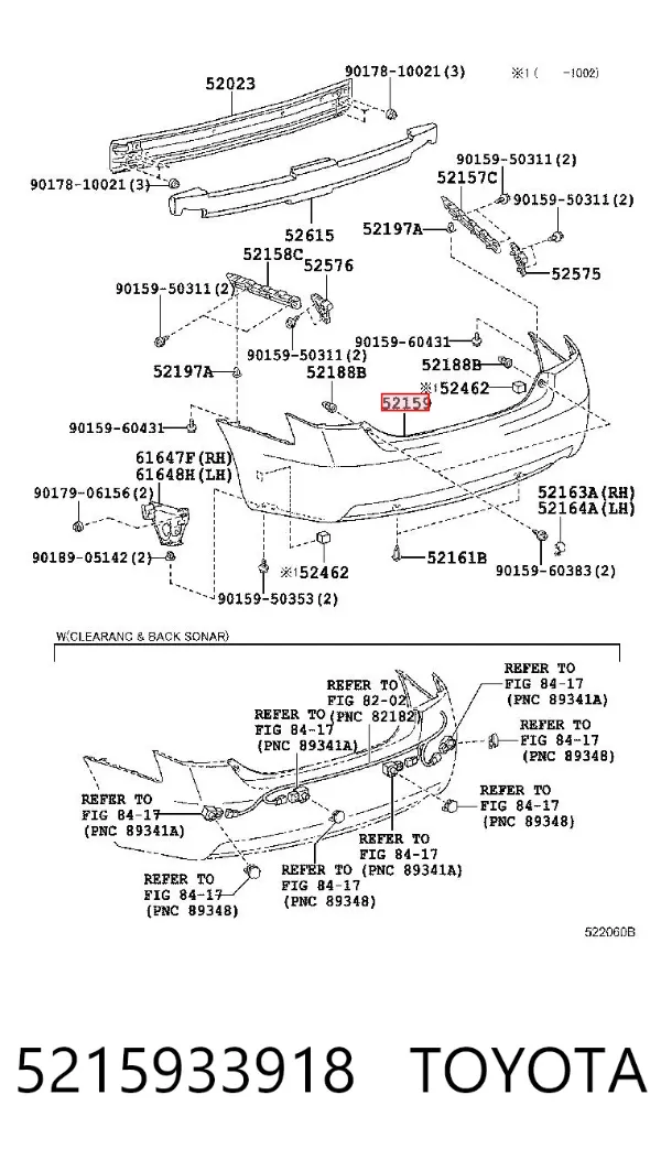 Pára-choque traseiro 5215933918 Toyota