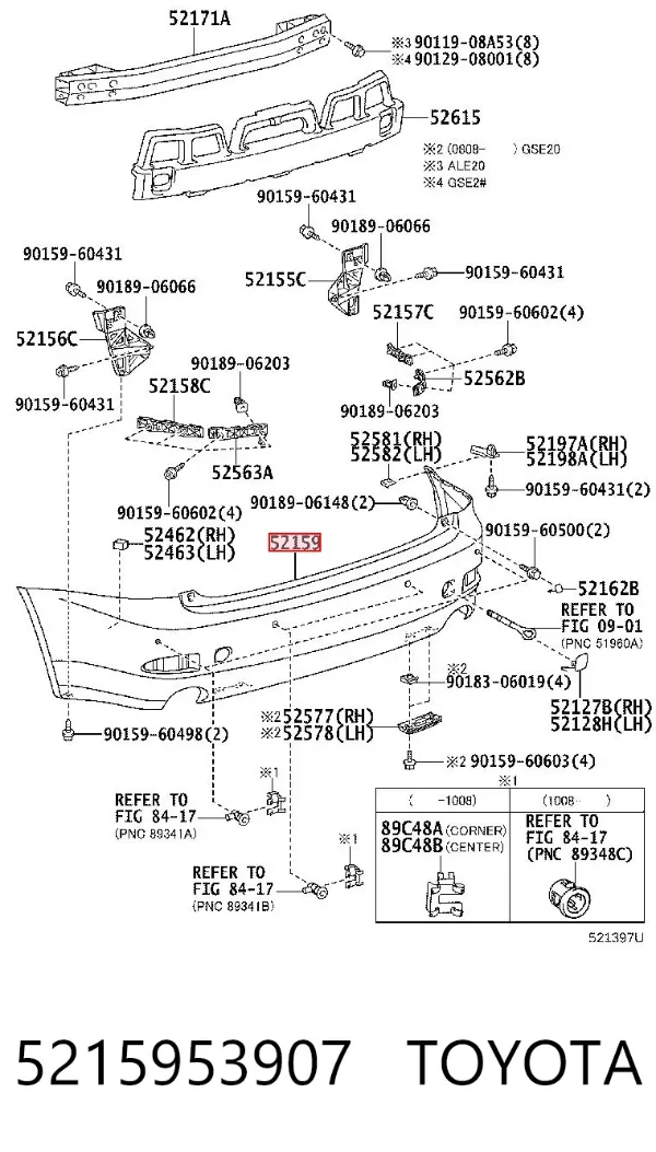 Pára-choque traseiro 5215953907 Toyota