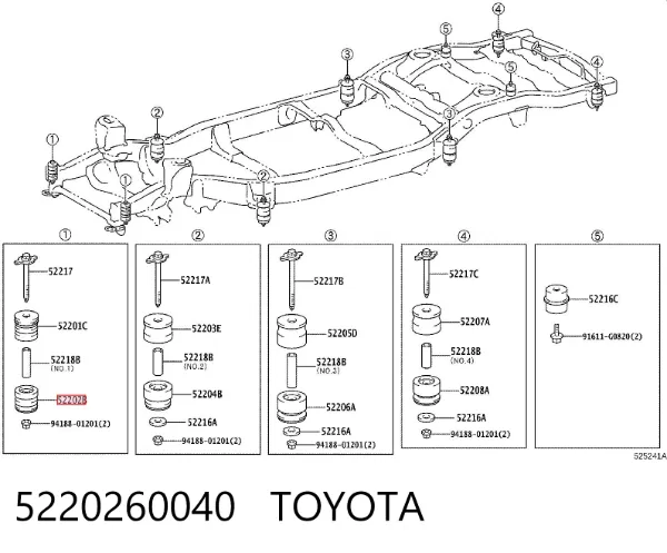 Coxim de chassi (de fixação de carroçaria) 5220260040 Toyota