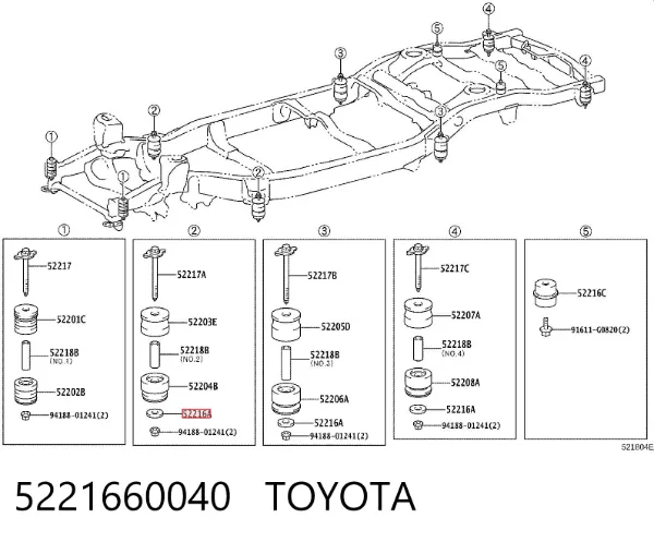 Coxim de chassi (de fixação de carroçaria) 5221660040 Toyota