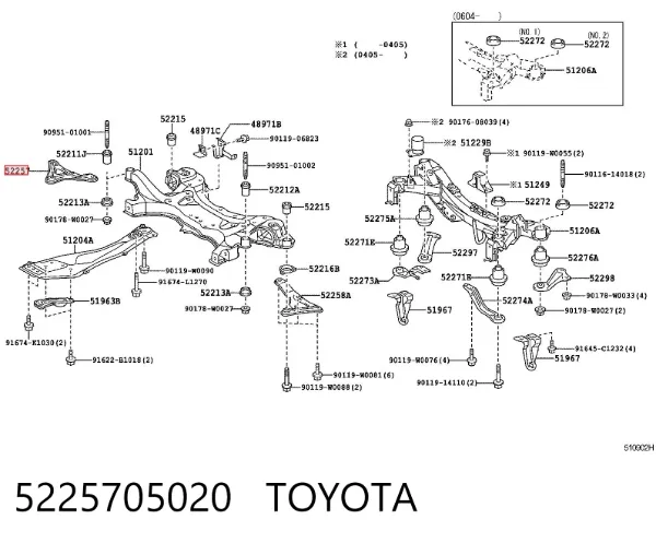 Consola de viga dianteira 5225705020 Toyota