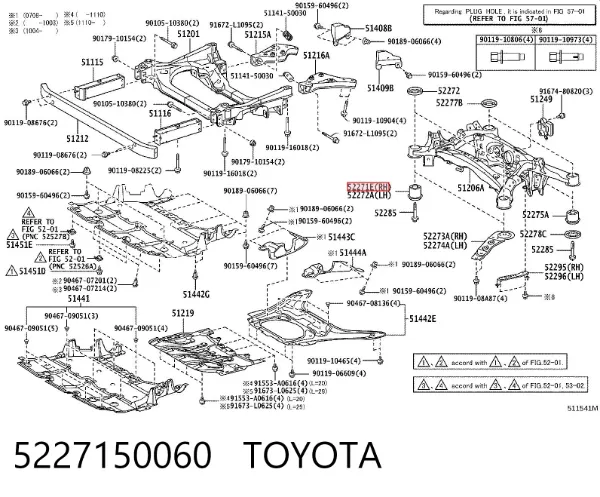 Bloco silencioso de viga traseira (de plataforma veicular) Lexus LS 600H/600HL