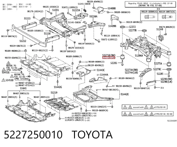 Bloco silencioso de viga traseira (de plataforma veicular) 5227250010 Toyota