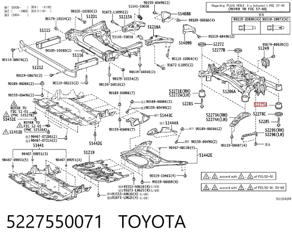 Bloco silencioso de viga traseira (de plataforma veicular) 5227550071 Toyota