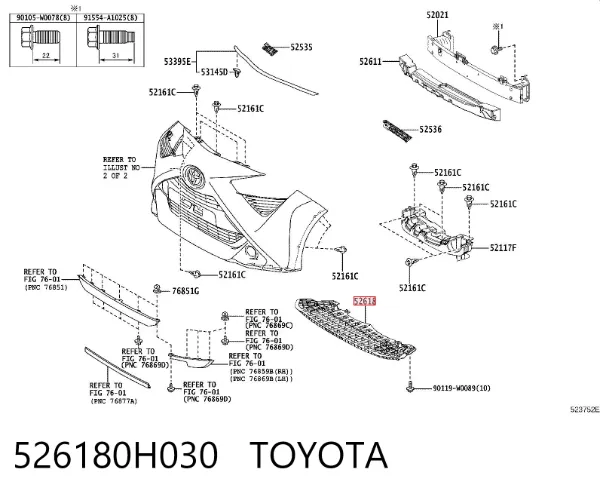 Proteção do pára-choque dianteiro 526180H030 Toyota