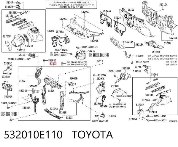 Suporte do radiador montado (painel de montagem de fixação das luzes) Lexus RX 450H/350L/200T