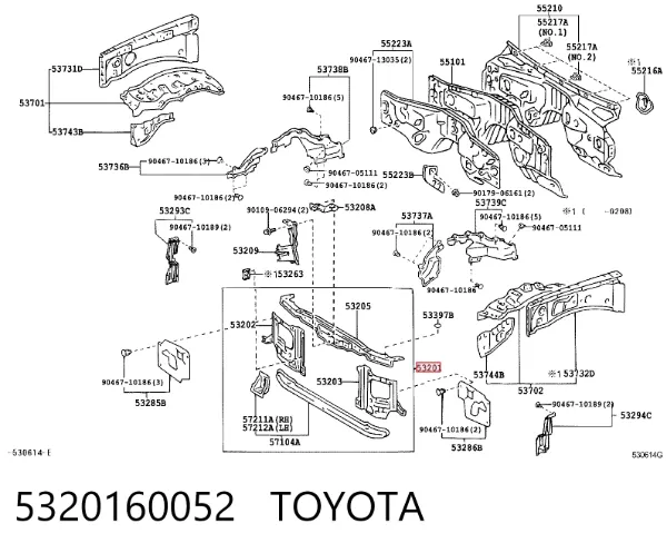 Suporte do radiador montado (painel de montagem de fixação das luzes) Toyota Land Cruiser 100