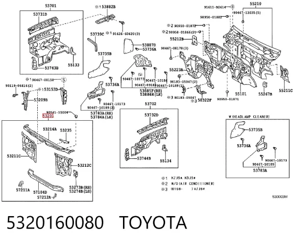 Suporte do radiador montado (painel de montagem de fixação das luzes) Toyota Land Cruiser 90