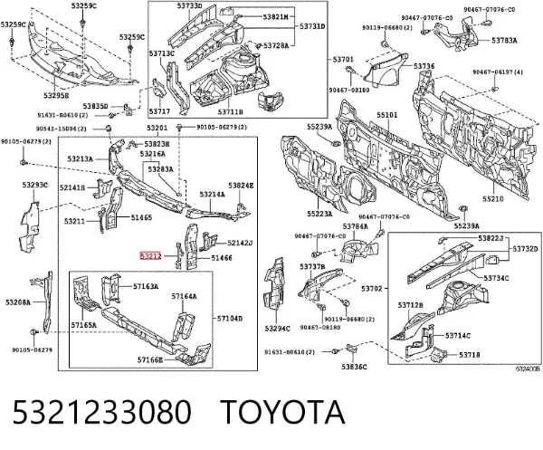 Consola do radiador esquerdo 5321233080 Toyota