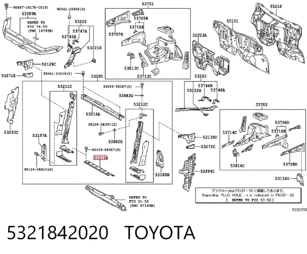 Suporte superior do radiador (painel de montagem de fixação das luzes) 5321842020 Toyota