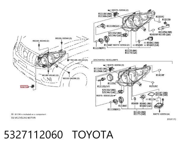 Consola (adaptador) de fixação das luzes dianteiras 5327112060 Toyota