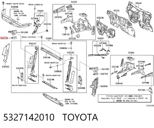 Consola (adaptador) de fixação da luz dianteira direita 5327142010 Toyota
