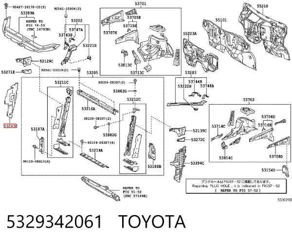Conduto de ar (defletor) direito do radiador 5329342061 Toyota