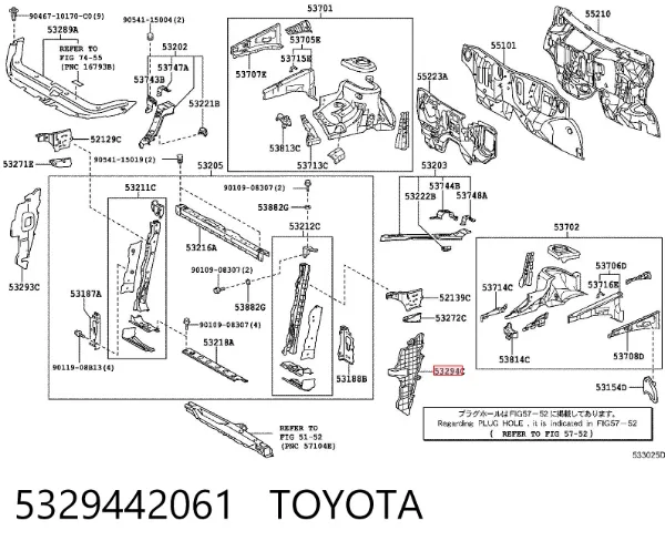 Conduto de ar (defletor) esquerdo do radiador 5329442061 Toyota