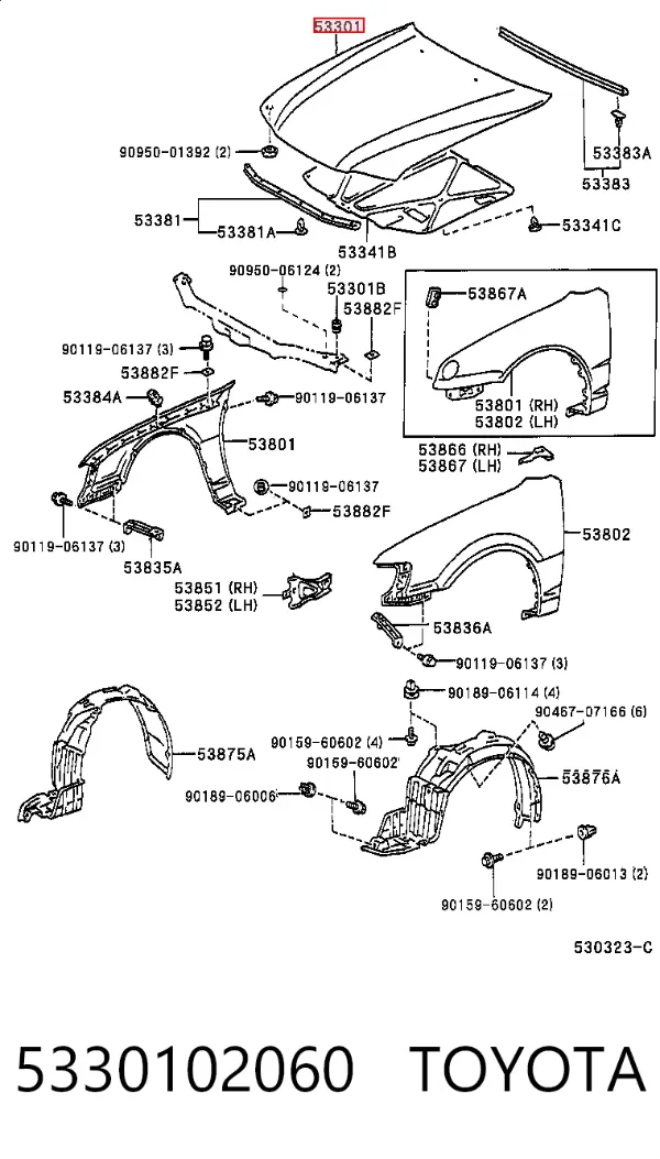 Capota 5330102060 Toyota