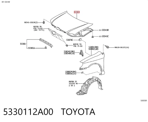 Capota 5330112A00 Toyota