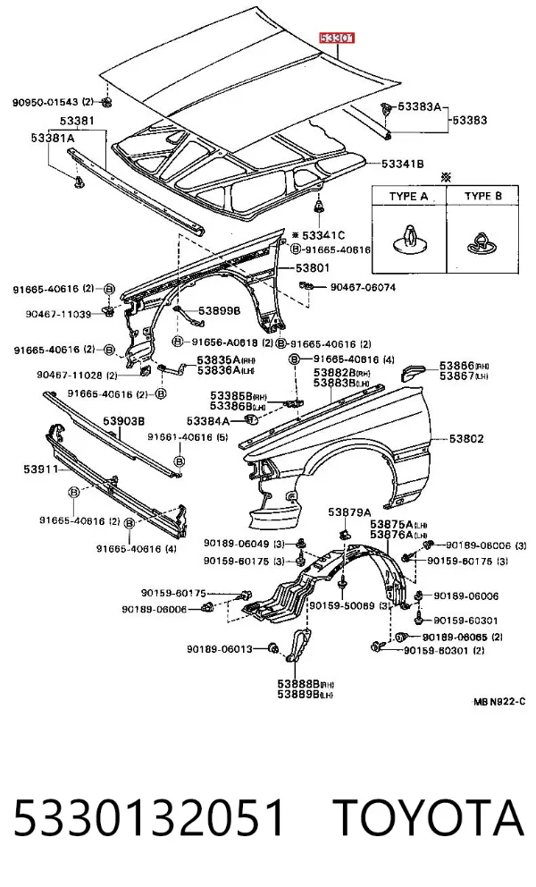 Capota 5330132051 Toyota