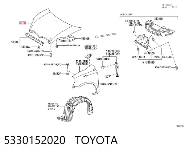 Capota 5330152020 Toyota