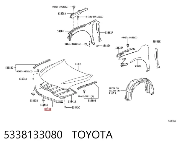 Vedação da capota 5338133080 Toyota